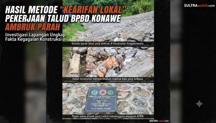 Hasil Metode “Kearifan Lokal” Pekerjaan Talud BPBD Konawe Ambruk Parah