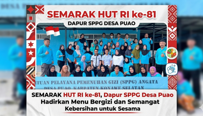 Semarak HUT RI ke-81, Dapur SPPG Desa Puao Hadirkan Menu Bergizi dan Semangat Kebersihan untuk Sesama